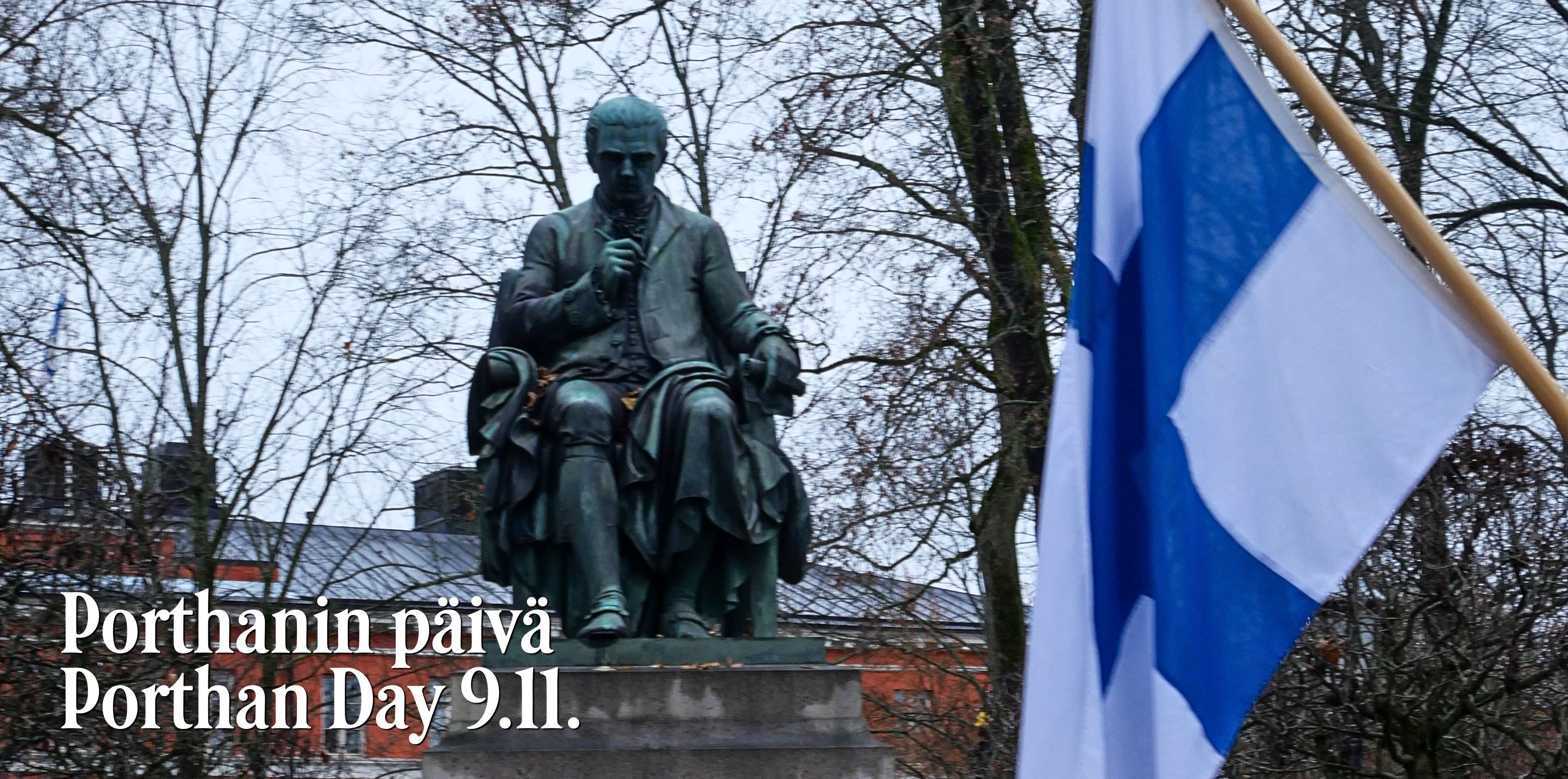 Kuva Porthanin patsaasta