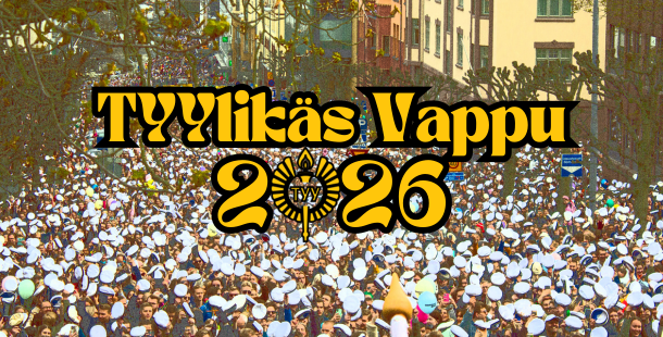 Kuva Taidemuseonmäen lakituksesta ja teksti TYYlikäs Vappu 2026