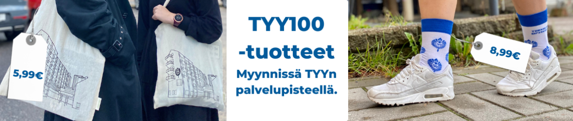 TYY100-tuotteita myynnissä palvelupisteellä